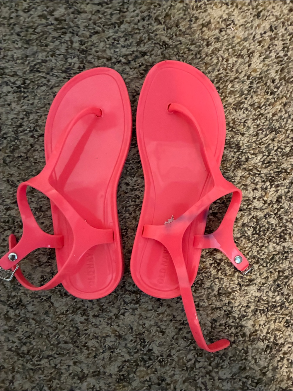 Kids Coral Pink Jelly Thong Sandals